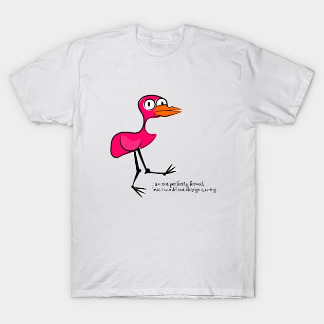 Pink Bird Not Perfect T-Shirt by mailboxdisco